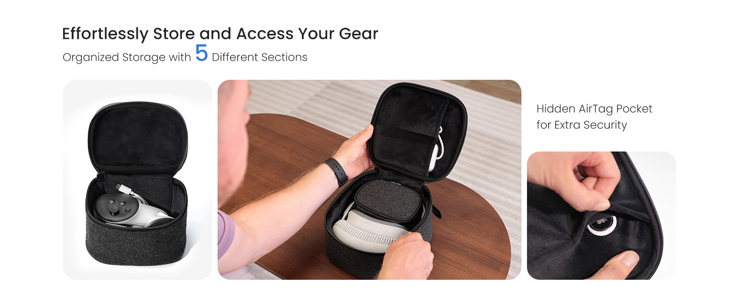 Effortlessly Store and Access Your Gear  Organized Storage with 5 Different Sections  Hidden AirTag Pocket for Extra Security