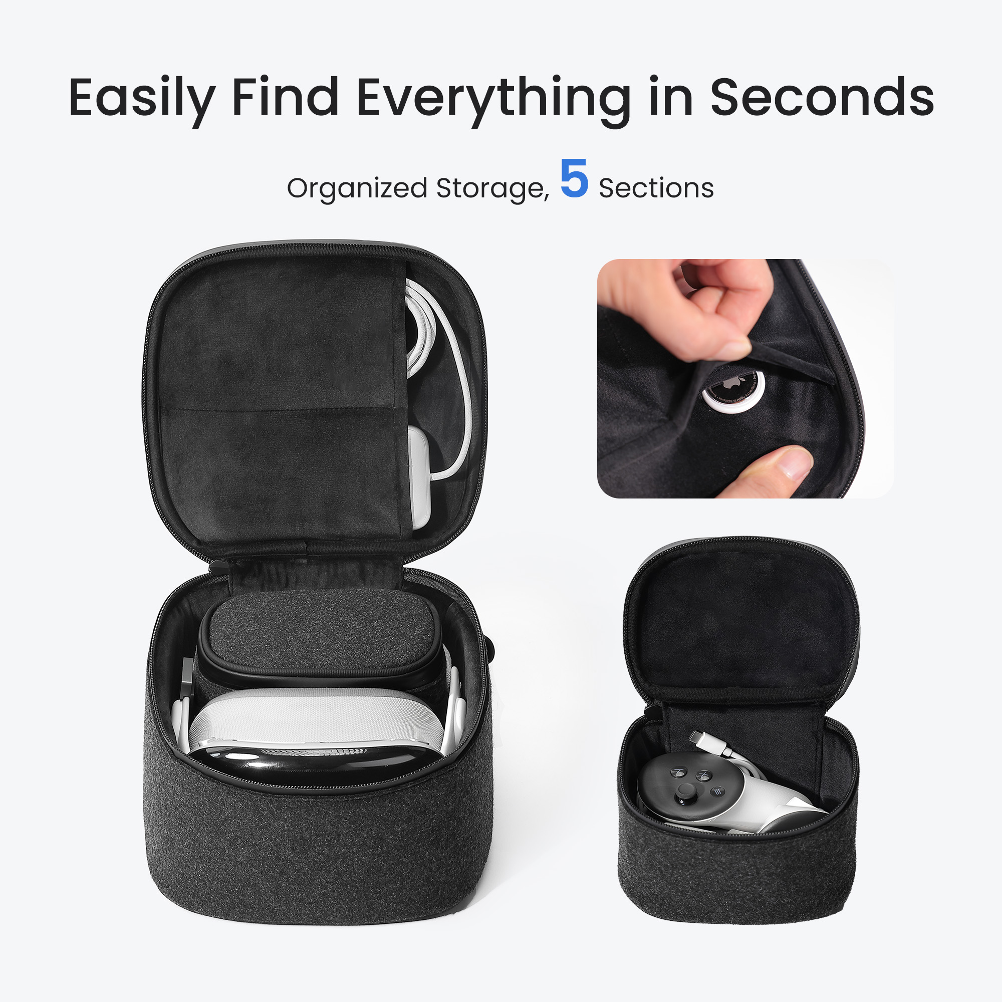 Easily Find Everything in Seconds  Organized Storage, 5 Sections