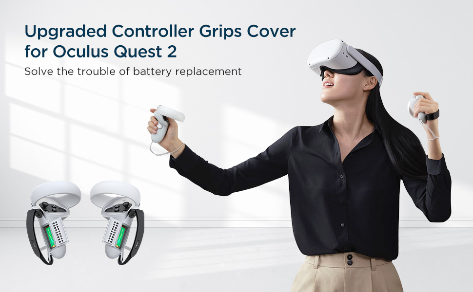 Upgraded Controller Grips Cover for Oculus Quest 2  Solve the trouble of battery replacement